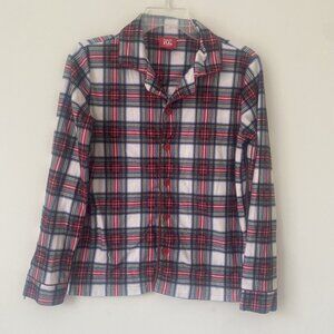 Family PJ’s Festive Holiday Christmas Party Button Plaid Front Blouse